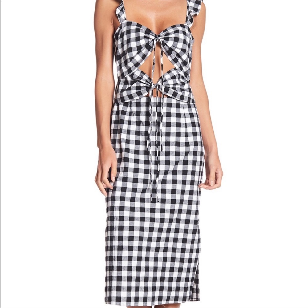 NWT! WAYF Verona Cutout Gingham Dress SMALL